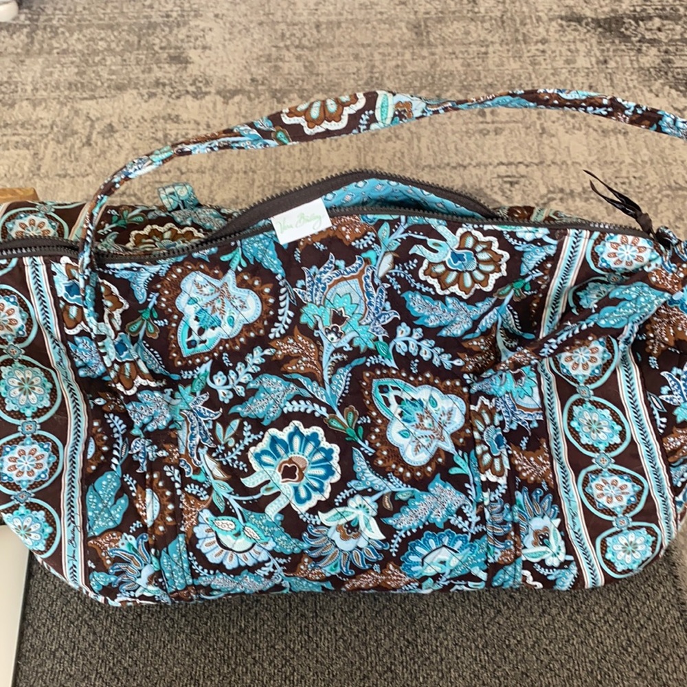 Vera Bradley Brown & Turquoise Floral Quilted Shoulder Bag